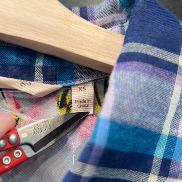 Soft Surroundings Serena Shirt Embroidered Plaid SZ XS - Picture 8 of 9